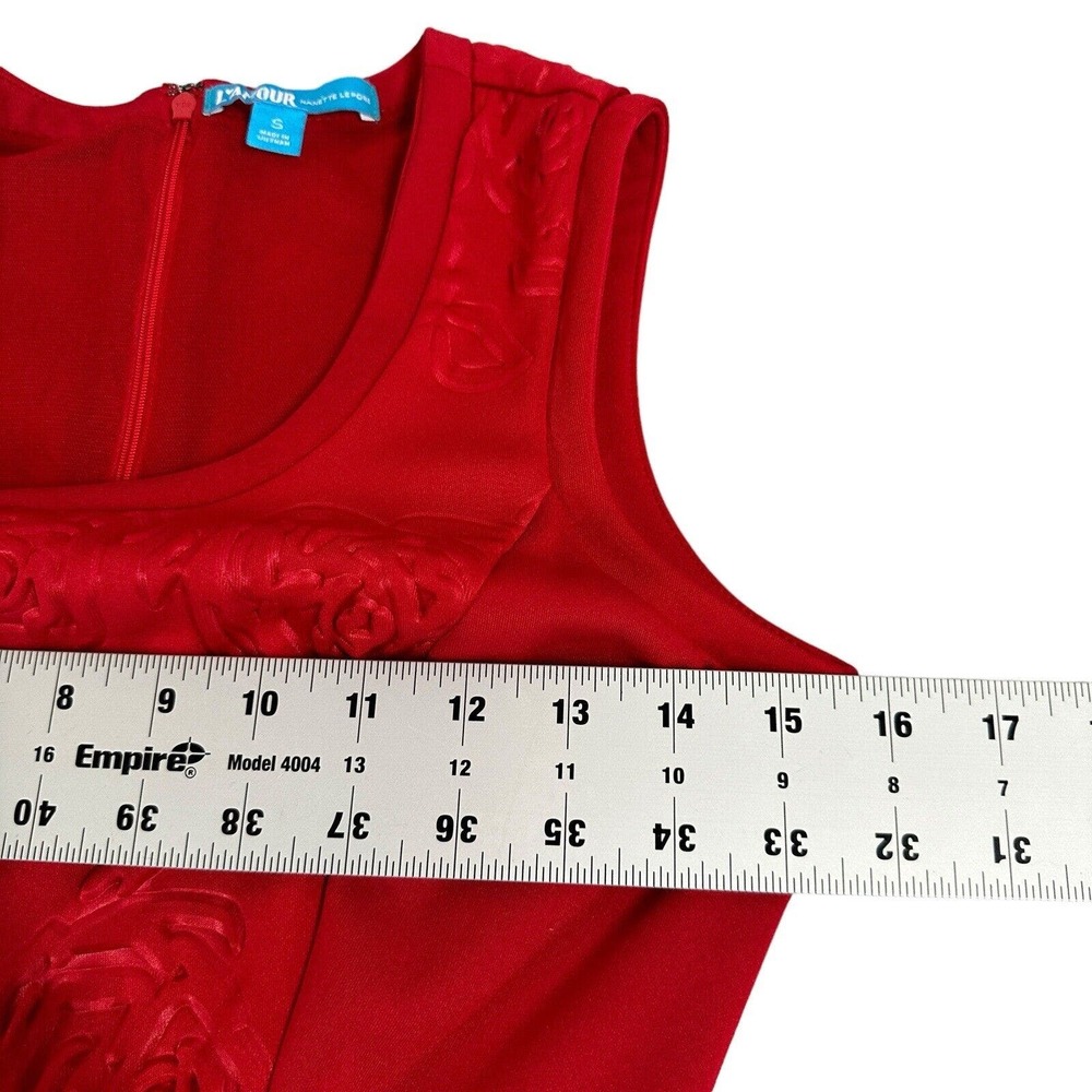 Nanette Lepore L'Amour Mini Dress Size S Red Sculptured Roses Date Going Out - Picture 5 of 10